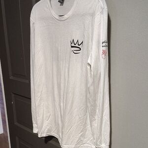 Classic White Long Sleeve Tee with Crown Emblem